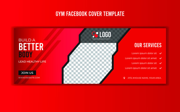 Gym, fitness, social media post, banner, facebook cover template