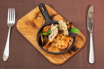 Tasty and satisfying julienne with seafood