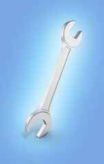 Wrench isolated on blue gradient background 3d rendering