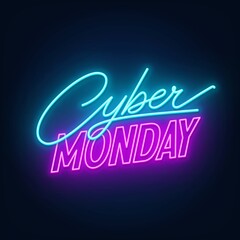 Cyber Monday neon sign. Glowing neon illustration on a dark background. © TanyaFox