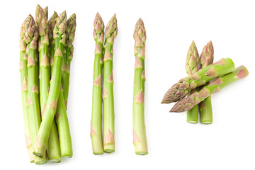 Fresh green asparagus isolated on white background