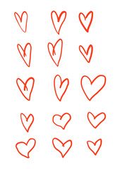 Heart drawings in Red