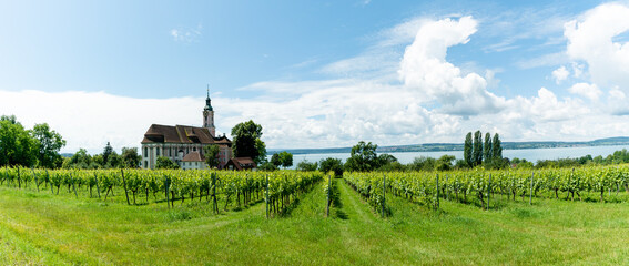 panorama view of view of the historic cathedral in Birnau on Lake Constance in southern Germany