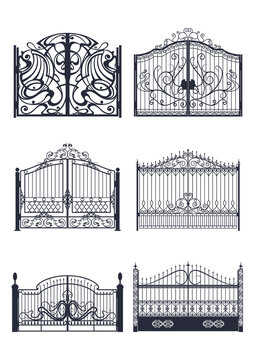 Forged Gates Set , Vector Metal Goals Baroque and Classicism Style 