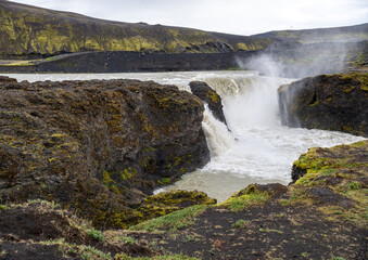 Hafragilsfoss is the very powerful waterfall on Iceland not far from its bigger brother Dettifoss. 