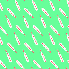 Seamless pattern from mercury thermometer symbols. Vector EPS10 illustration. Hand drawn medical backgrounds and textures in doodle style. Concept of Medicine, healthcare, pandemic