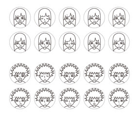 二人の人物イラスト　表情バリエーション 15