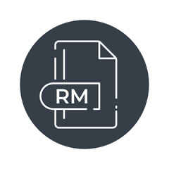 RM File Format Icon. RM extension filled icon.
