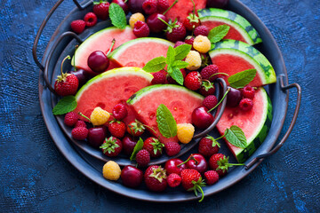 delicious summer fruits on one plate