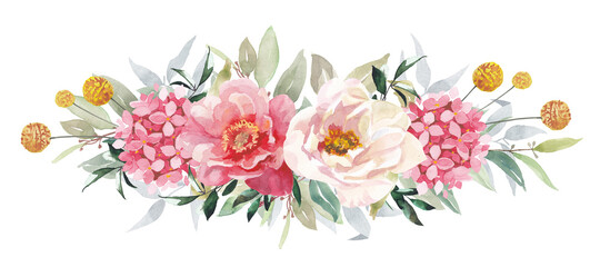 Obraz premium Watercolor flowers bouquet isolated on white background.