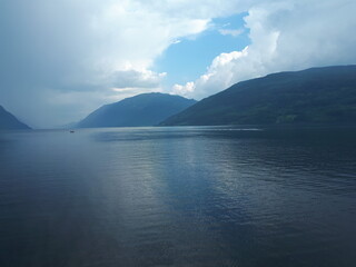 Landscape with a misty fjord and mountains - Rjukan, Gaustatoppen 