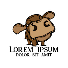 funny cow illustration vector. cow cute cartoon logo.