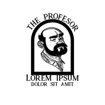 man character illustration logo icon vector. the profesor illustration logo.