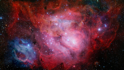 Red nebula in space. Elements of this image furnished by NASA