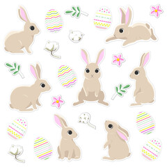 Vector illustration of little bunny for souvenir products: t-shirt, cups, card, invitation, banner template. EPS 10