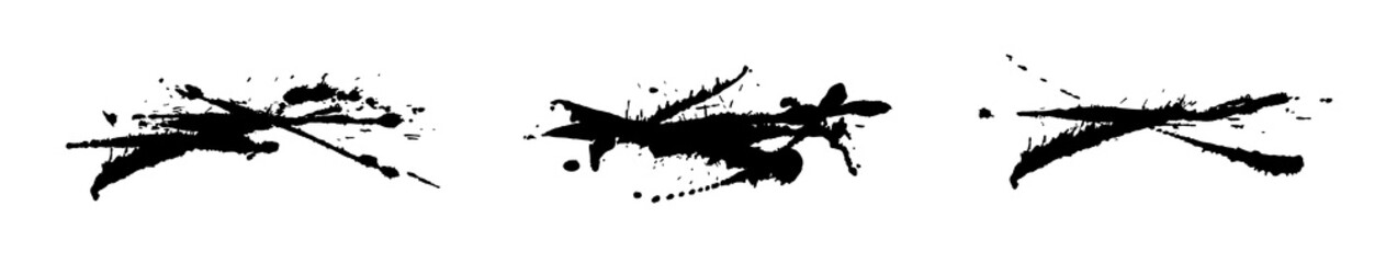Set of ink blots in black and white. Grunge design elements. Vector isolated grunge black paint splash.