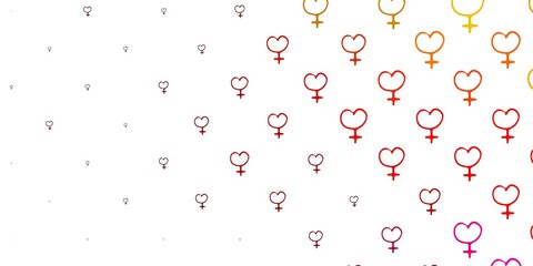 Light Pink, Yellow vector template with businesswoman signs.