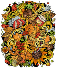 Cartoon cute doodles hand drawn autumn illustration