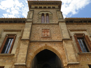 the Palau Del Rei Sanc at the Plaza de la Cartuja in Valldemossa, Tramuntana Mountains, Mallorca, Spain, in the month of June