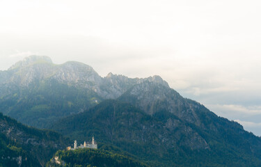 Fototapeta na wymiar view of the southern Bavarian Alps with the Neuschwanstein Castle