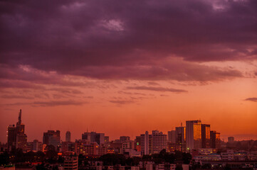 sunset over the city