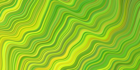 Light Green, Yellow vector background with curved lines.