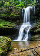 Fototapeta premium view of the idyllic Hasenreuter Waterfalls in the Allgaeu in souterhn Bavaria