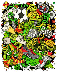Obraz premium Cartoon vector doodles Football illustration. Soccer funny picture