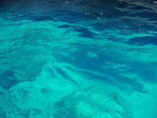Beautiful clear blue gradation of Capri island in Italy