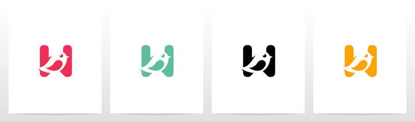 Cute Bird On Letter Logo Design W