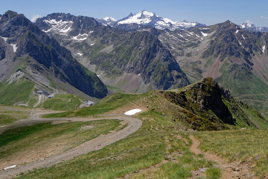 Mountain landscape at Col du Tourmalet. It is the highest paved mountain pass in the French Pyrenees, at 2115 m.