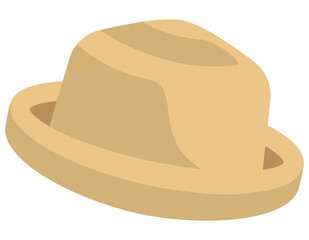 Classic hat isolated on white background. Summer headdress in cartoon style.