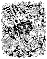 Science hand drawn vector doodles illustration. Poster design.