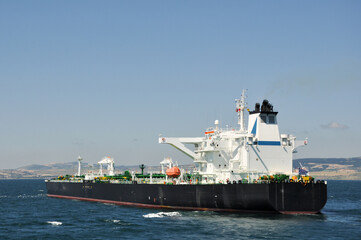 Obraz premium Huge tanker ship at sea - (all brands and names removed)