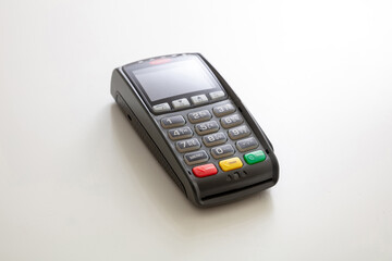 Payment machine, POS terminal isolated on white background.