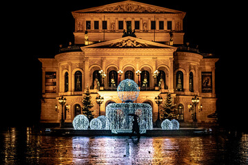 frankfurt, Germany famous old opera house at Christmas