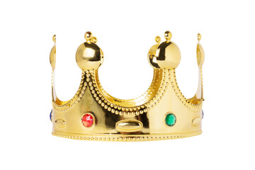 Golden crown on a white isolated background.