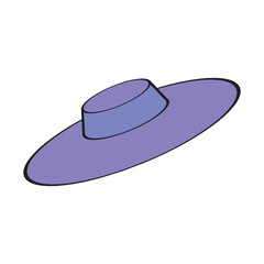 Woman hat with a wide brim. Violate woman's hat isolated on transparent background. Vector illustration in EPS10
