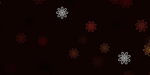 Light Green, Yellow vector doodle texture with flowers.