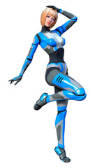 Fototapeta na wymiar 3D Rendering Female Robot on White