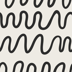 Seamless vector pattern. Hand drawn waves in doodle style. Trendy minimalistic texture - 361098352