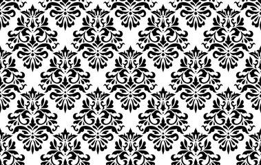 Zelfklevend Fotobehang Vector vintage seamless floral damask pattern for wedding invitation or vintage abstract background. Elegance white and black texture © kokoshka