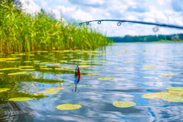 spinning fishing at the lake
