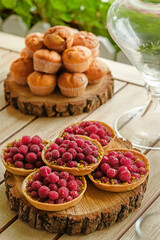 Colorful summer shot of candy bar on wooden table