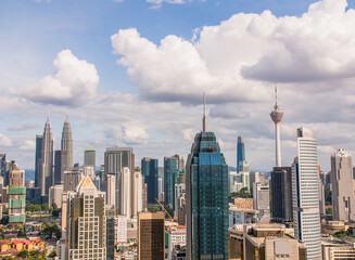 Fototapeta premium Panorama with skyscrapers in the capital of Malaysia, Kuala Lumpur.