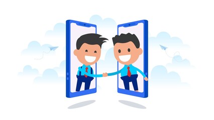 Business people make a deal over the phone.