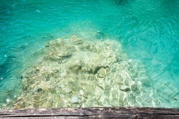 Picturesque morning in Plitvice National Park. Colorful spring scene of green forest with pure water lake. Great countryside view of Croatia, Europe
