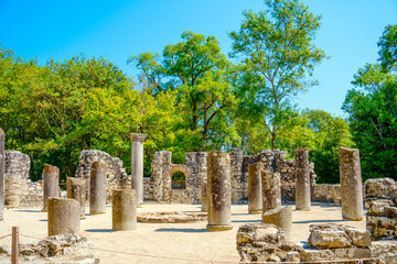 Ancient Roman city ruins in town of Butrint, Albania
