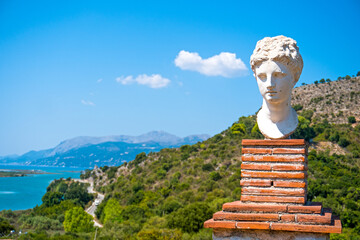 The Goddess of Butrint. Head sculpture in Butrint, Albania.
