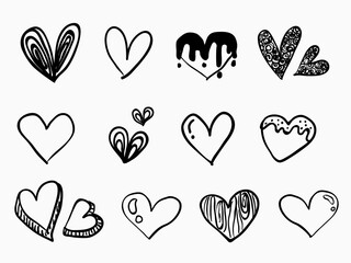 isolated childish hand drawn hearts symbol element for valenins's day or romantic occasion background, wallpaper, texture, banner, label, card, cover etc. vector design
